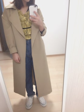 「レースブラウス」｜「アイテム（トレンチコート）」を使った、aayymm07さん（レディース・154cm）の春コーディネート