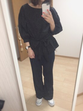 「Ray BEAMS（レイビームス）のRay BEAMS / ストレッチ デニム バギー パンツ（デニムパンツ）」を使った、aayymm07さん（レディース・154cm）の春コーディネート