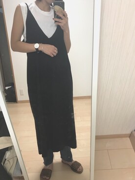 「Hanes」｜「アイテム（ワンピース/ドレス）」を使った、aayymm07さん（レディース・154cm）の夏コーディネート