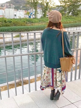 「JEANASIS（ジーナシス）のアイテム（トップス、グリーン系）」を使った、saayanさん（レディース・154cm）の春コーディネート