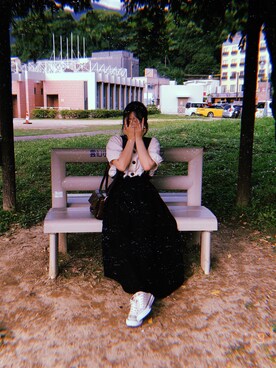 「chocomee（チョコミー）のアイテム（トートバッグ）」を使った、saayanさん（レディース・153cm）の夏コーディネート