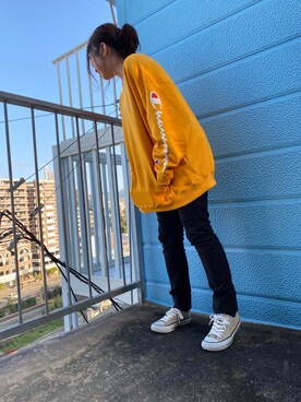 「Rodeo Crowns（ロデオクラウンズ）のアイテム（トップス、イエロー系）」を使った、saayanさん（レディース・154cm）の春コーディネート