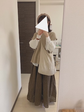 「OZOC（オゾック）のアイテム（ベスト）」を使った、ayanoさん（レディース・155cm）の秋コーディネート