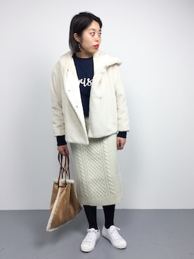 「MAISON KITSUNE」｜「アイテム（その他アウター）」を使った、ぽんさん（レディース・158cm）の冬コーディネート