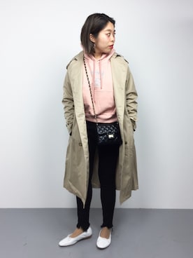 「BEAMS BOY（ビームスボーイ）のアイテム（トレンチコート）」を使った、ぽんさん（レディース・158cm）の冬コーディネート