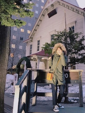 「SEVENDAYS=SUNDAY（セブンデイズサンデイ）のアイテム（モッズコート）」を使った、mayuさん（レディース・157cm）の春コーディネート