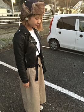 「アイテム（ピアス（片耳用）、ホワイト系）」を使った、モモコさん（レディース・165cm）の冬コーディネート