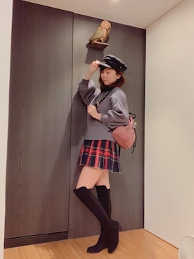 「膝上スカート」｜蜜雪ミッシェルさん（レディース・161cm）の秋コーディネート