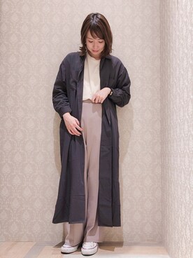 「Green　Parks（グリーンパークス）のイージーケアセンターステッチカットパンツ＊★（その他パンツ）」を使った、よこぞうさん（レディース・154cm）の冬コーディネート