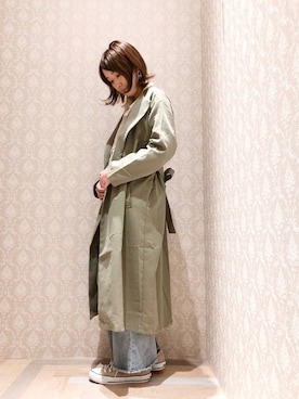 「Green　Parks（グリーンパークス）のアイテム（トレンチコート）」を使った、よこぞうさん（レディース・154cm）の春コーディネート
