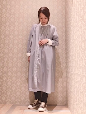 「Green　Parks（グリーンパークス）のアイテム（シャツワンピース）」を使った、よこぞうさん（レディース・154cm）の春コーディネート