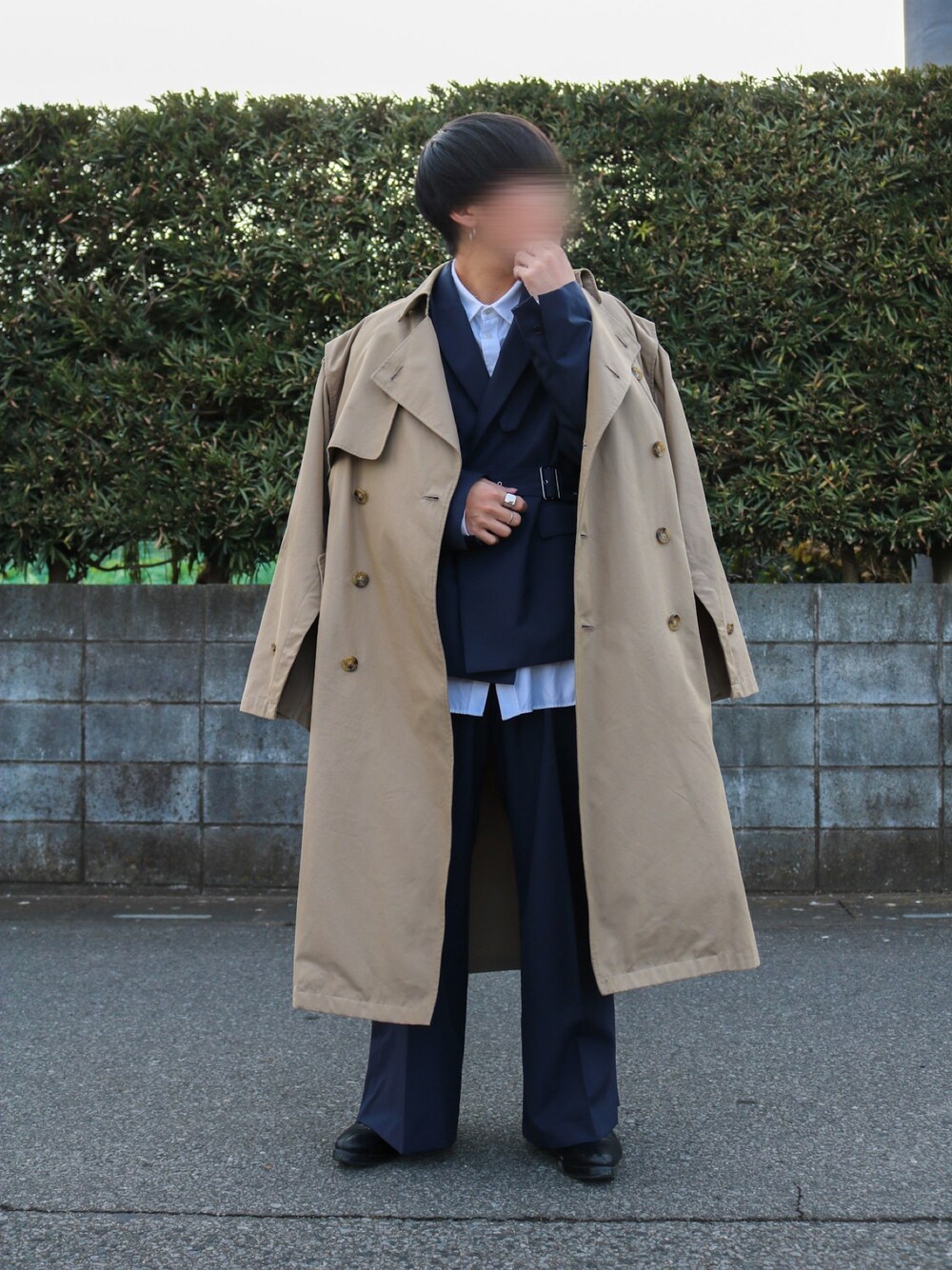 「冬、大人コーデ、シンプルコーデ、低身長コーデ、低身長、大学生、セットアップ、冬コーデ、ootd、お洒落さんとつながりたい」｜「steinのアイテム（トレンチコート、ベージュ系）」を使った、Ryuさん（メンズ・170cm）の冬コーディネートの1枚目の写真