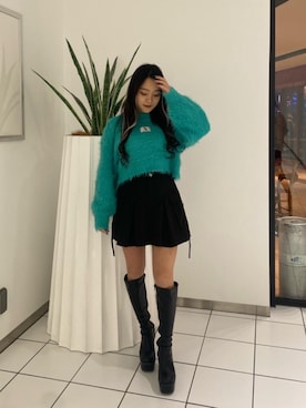 「レザーブーツ」｜「アイテム（ブーツ）」を使った、momokaさん（レディース・155cm）の冬コーディネート
