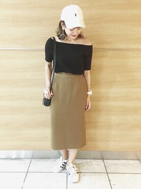 「NINA RICCI（ニナリッチ）のアイテム（ショルダーバッグ）」を使った、AIKAさん（レディース・158cm）の夏コーディネート