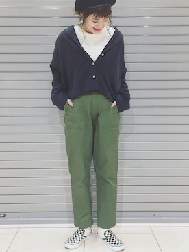 「JEANASIS（ジーナシス）のリボンツキベーカーパンツ/768824（その他パンツ）」を使った、AIKAさん（レディース・158cm）の秋コーディネート