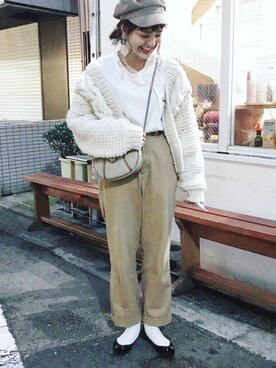 「JEANASIS（ジーナシス）のアイテム（キャスケット）」を使った、AIKAさん（レディース・158cm）の秋コーディネート