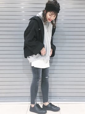 「JEANASIS（ジーナシス）のアイテム（デニムジャケット）」を使った、AIKAさん（レディース・158cm）の秋コーディネート