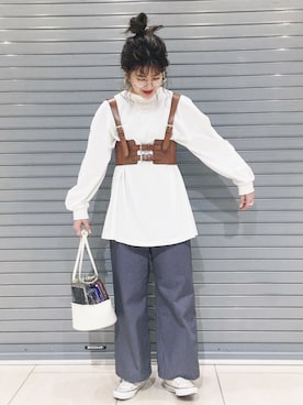 「JEANASIS（ジーナシス）のアイテム（チノパンツ）」を使った、AIKAさん（レディース・158cm）の冬コーディネート