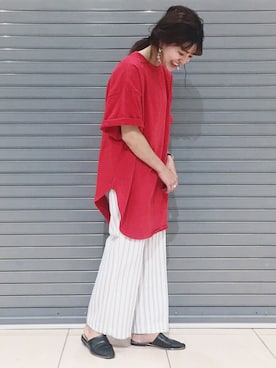 「スリッパ」｜「アイテム（その他）」を使った、AIKAさん（レディース・158cm）の春コーディネート