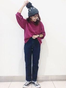 「Daniel Wellington（ダニエルウェリントン）の販売終了クラシックペティット アッシュフィールド32mm（アナログ腕時計）」を使った、AIKAさん（レディース・158cm）の秋コーディネート