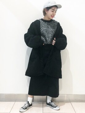 「KBF+（ケービーエフプラス）のアイテム（帽子）」を使った、AIKAさん（レディース・158cm）の冬コーディネート