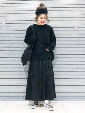 「アイテム（スリッポン）」を使った、AIKAさん（レディース・158cm・20代）の冬コーディネート