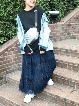 「JEANASIS（ジーナシス）のアイテム（デニムジャケット）」を使った、AIKAさん（レディース・158cm）の春コーディネート