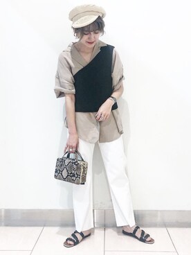 「JEANASIS（ジーナシス）のハコショルダーミニ/830977（ショルダーバッグ）」を使った、AIKAさん（レディース・158cm）の夏コーディネート