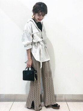 「JEANASIS（ジーナシス）のハコショルダーミニ/830977（ショルダーバッグ）」を使った、AIKAさん（レディース・157cm）の夏コーディネート