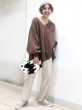 「JEANASIS（ジーナシス）のファーポシェットショルダー/852353（ショルダーバッグ）」を使った、AIKAさん（レディース・158cm）の秋コーディネート