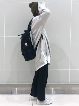 「JEANASIS（ジーナシス）のシャツテイルBIGロンT/826709（Tシャツ/カットソー）」を使った、AIKAさん（レディース・158cm）の秋コーディネート