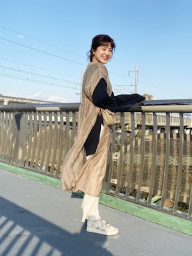 「JEANASIS（ジーナシス）のシャツテイルBIGロンT/826709（Tシャツ/カットソー）」を使った、AIKAさん（レディース・158cm）の春コーディネート