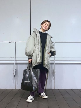 「JEANASIS（ジーナシス）のアイテム（ダウンジャケット/コート）」を使った、AIKAさん（レディース・158cm）の冬コーディネート