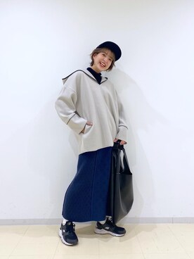 「ジーナシス」｜「アイテム（パーカー）」を使った、AIKAさん（レディース・158cm）の冬コーディネート