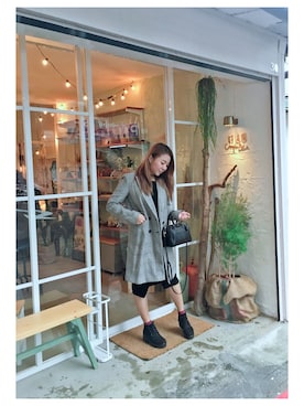 「PULL&BEAR（プルアンドベア）のアイテム（その他シューズ）」を使った、Lydiaさん（レディース・158cm）の冬コーディネート