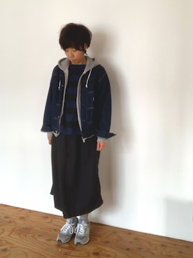「BEAMS BOY（ビームスボーイ）のアイテム（デニムジャケット）」を使った、fukumorihiromiさん（レディース・148cm）の春コーディネート