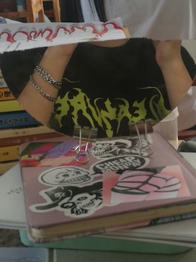 「🍑宝のアイテム（Tシャツ/カットソー、ブラック系）」を使った、鯊鯊さん（レディース・168cm）の夏コーディネート