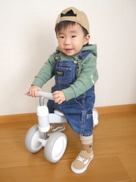 「MARKEY'S（マーキーズ）のアイテム（キャップ）」を使った、KAI☺︎KAIさん（キッズ・80cm）の冬コーディネート