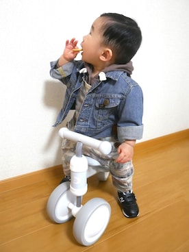 「Lee（リー）のアイテム（ジャケット/アウター）」を使った、KAI☺︎KAIさん（キッズ・80cm）の冬コーディネート
