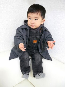 「ZARA KIDS」｜「アイテム（サロペット/オーバーオール）」を使った、KAI☺︎KAIさん（キッズ・80cm）の冬コーディネート