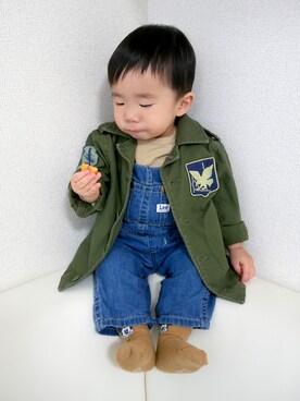 「BIG FIELD（ビッグフィールド）のアイテム（その他アウター）」を使った、KAI☺︎KAIさん（キッズ・80cm）の冬コーディネート