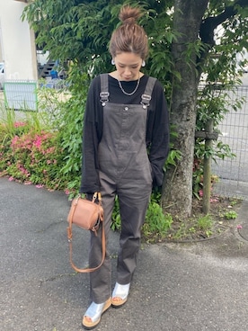 「TODAYFUL（トゥデイフル）のアイテム（サロペット/オーバーオール）」を使った、sayaさん（レディース・156cm）の夏コーディネート