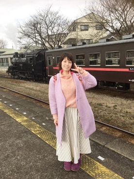 「ピンクベージュ」｜「アイテム（その他アウター）」を使った、kahi さん（レディース・166cm）の冬コーディネート