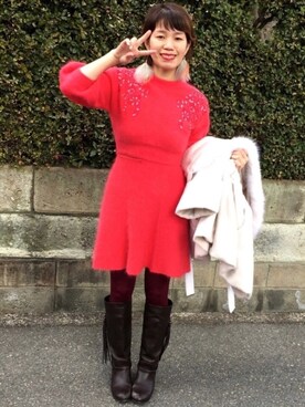 「スナイデル」｜「アイテム（その他アウター）」を使った、kahi さん（レディース・166cm）の冬コーディネート