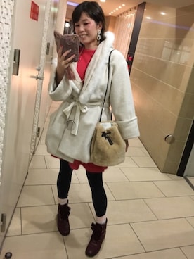 「メイクアップ」｜「アイテム（その他アウター）」を使った、kahi さん（レディース・166cm）の冬コーディネート