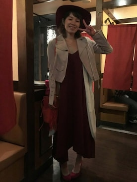 「DRWCYS（ドロシーズ）のアイテム（ライダースジャケット）」を使った、kahi さん（レディース・166cm）の秋コーディネート