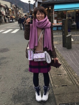 「one after another NICE CLAUP（ワンアフターアナザーナイスクラップ）のアイテム（財布/小物）」を使った、kahi さん（レディース・166cm）の冬コーディネート