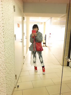 「ドッキングワンピ」｜「アイテム（ダウンジャケット/コート）」を使った、kahi さん（レディース・166cm）の冬コーディネート