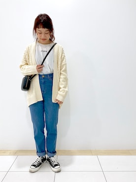 「アイテム（カーディガン/ボレロ、ホワイト系）」を使った、atsuko▼△さん（レディース・151cm）の秋コーディネート