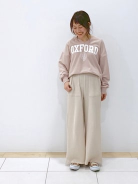 「アイテム（その他パンツ、ホワイト系）」を使った、atsuko▼△さん（レディース・151cm）の冬コーディネート